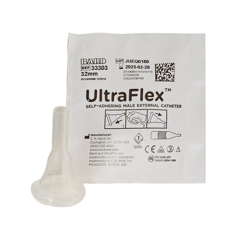 MALE EXTERNAL CATHETER, SELF-ADHERING, ULTRAFLEX®, INTERMEDIATE, 32MM, 30/BX, SOLD AS BOX BARD 205
