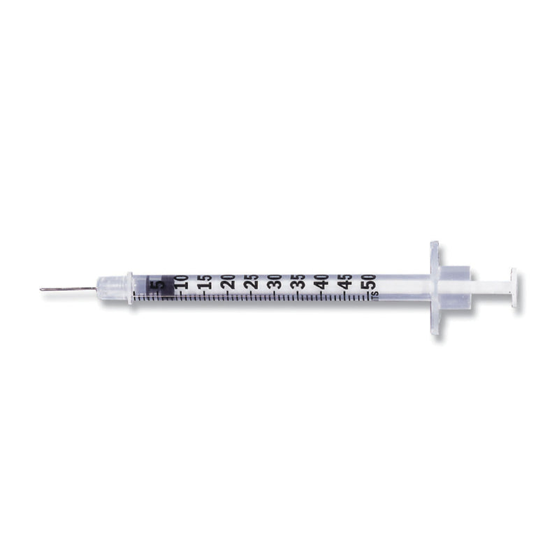 INSULIN SYRINGE, ½ML LO-DOSE™, PERMANENTLY ATTACHED NEEDLE, 31 G X 5/16", SELF CONTAINED, U-100 ULTRA-FINE™ SHORT, 100/BX, 5 BX/CS, SOLD AS CASE EMBEC