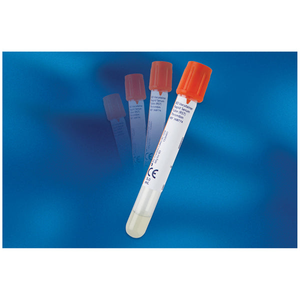 PLASTIC RST TUBE, ORANGE HEMOGARD™ CLOSURE, 13 X 75, 5.0ML, PAPER LABEL, 100/PK, 10 PK/CS, SOLD AS CASE BD 209