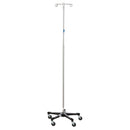 IV STAND, WASHABLE CART, 4 HOOK RAM'S HORN, 5 LEG BASE ON UNHOODED WASHABLE CASTERS, SOLD AS EACH BLICKMAN 10001235