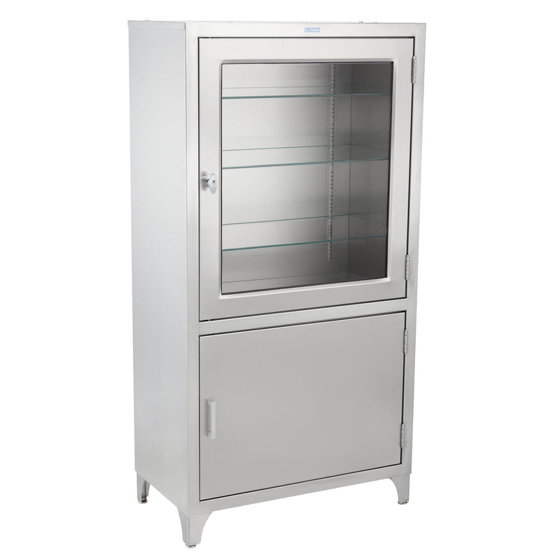 KAY CABINET 30"W X 58"H X 16"D, GLASS UPPER DOOR, SOLID LOWER DOOR, STAINLESS STEEL SHELVES, SOLD AS EACH BLICKMAN 10001235