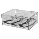 EYEWEAR CABINET, LOCKING, HOLDS UP TO 10 PR OF SAFETY GLASSES ON NOSE HOLDERS, KEYHOLES FOR WALL MOUNTING, WHITE ABS PLASTIC & CLE, SOLD AS EACH MARKE