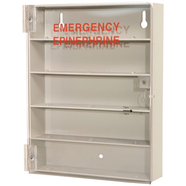 EPIPEN INJECTOR DISPENSER, HOLDS UP TO EPIPENS, DUAL-SIDED CLEAR PETG PLASTIC DOOR SLEEVE FOR IDENTIFICATION SIGNAGE, TAB ON FRONT, SOLD AS EACH MARKE