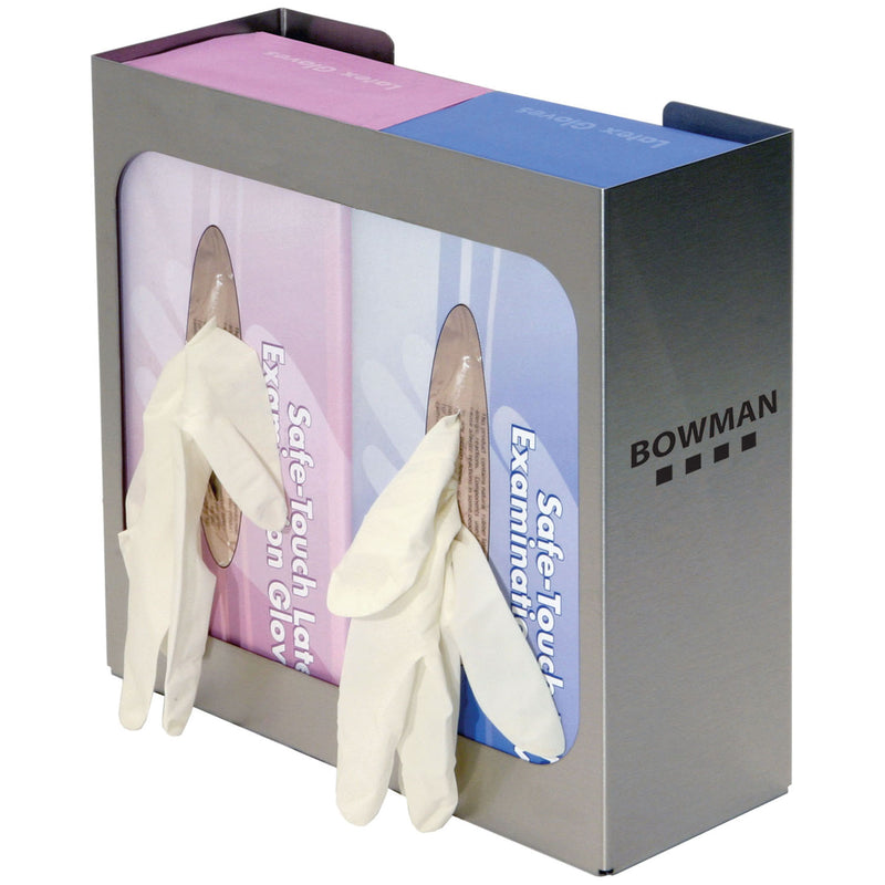 GLOVE BOX DISPENSER, HOLDS TWO BOXES OF GLOVES, TWO-WAY KEYHOLES FOR VERTICAL OR HORIZONTAL WALL MOUNTING, STAINLESS STEEL, 10 9/1, SOLD AS EACH MARKE