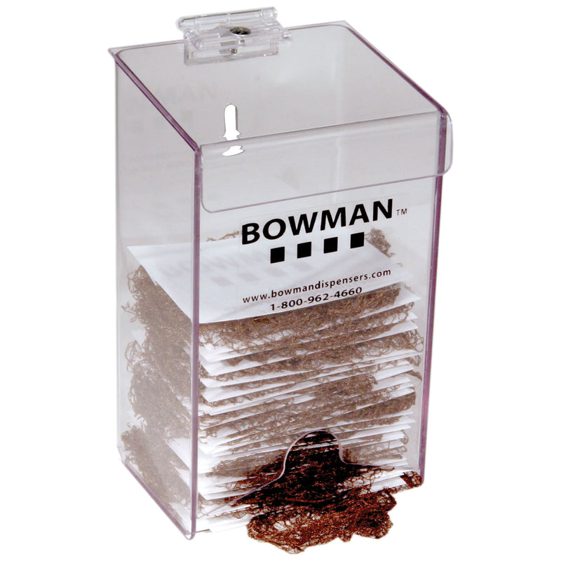 HAIRNET DISPENSER, HOLDS INDIVIDUAL HAIRNETS PACKAGES IN BULK QUANTITY, HINGED LID, KEYHOLES FOR WALL MOUNTING OR COUNTER POSITION, SOLD AS EACH MARKE