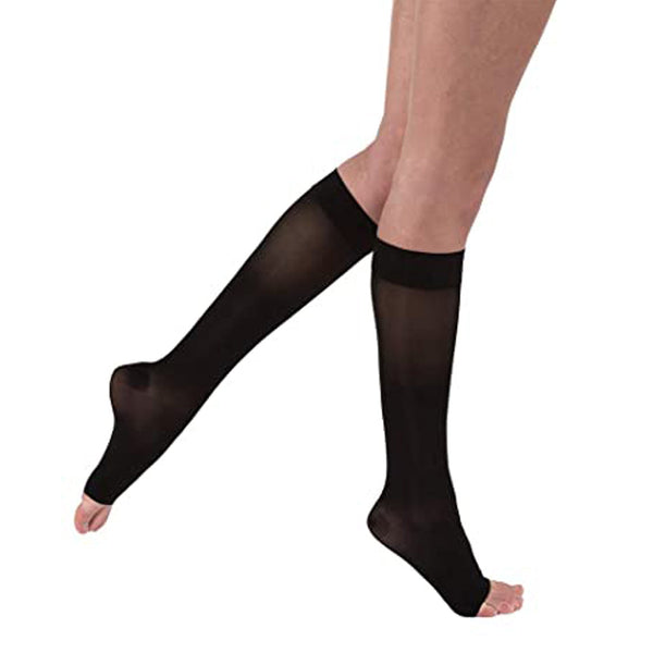 COMPRESSION HOSE, KNEE HIGH, 20-30 MMHG, OPEN TOE, CLASSIC BLACK, X-LARGE, SOLD AS PAIR BSN 10000701