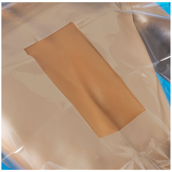 DRAPE, 24" X 30", CLEAR PLASTIC, 4" X 8" RECTANGULAR FENESTRATION, ADHESIVE STRIP, STERILE, 100/CS, SOLD AS CASE BUSSE 23