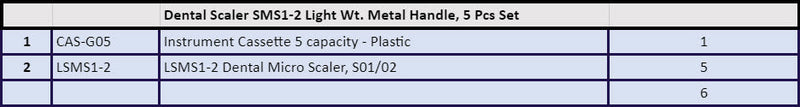 Dental Micro Scaler SMS1-2 Light Wt. Metal Handle, 5 Pcs Set - Osung USA