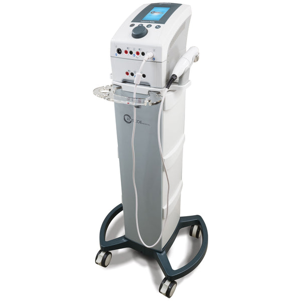 ELECTROTHERAPY & ULTRASOUND SYSTEM, COMES WITH: THERAPY CART, CX4 DEVICE, AXELGAARD® ELECTRODES , RUBBER ELECTRODES , 2 STRAPS FOR, SOLD AS EACH COMPA