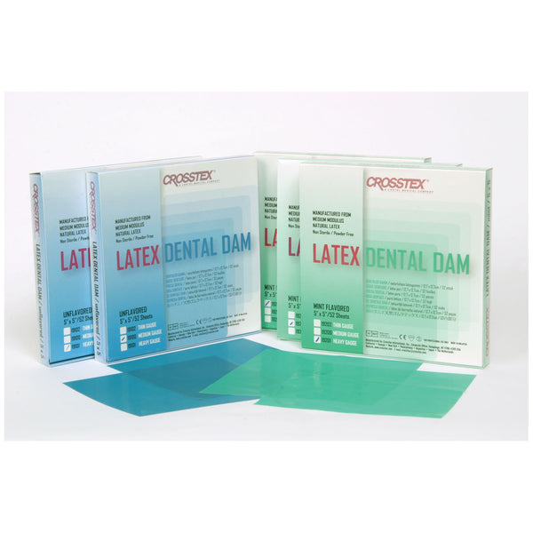 DENTAL DAM, MEDIUM, BLUE, 6" X 6", UNFLAVORED, 36 SHEETS/BX, SOLD AS BOX CROSSTEX 10000178