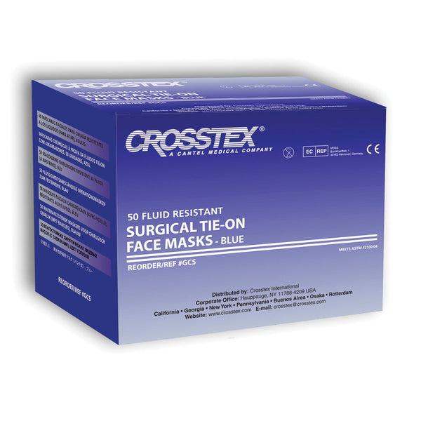Crosstex Advantage Surgical Mask With Tie-On Laces Mask Surgical Tie On Advantblu 50/Bx 6Bx/Cs -GCSA