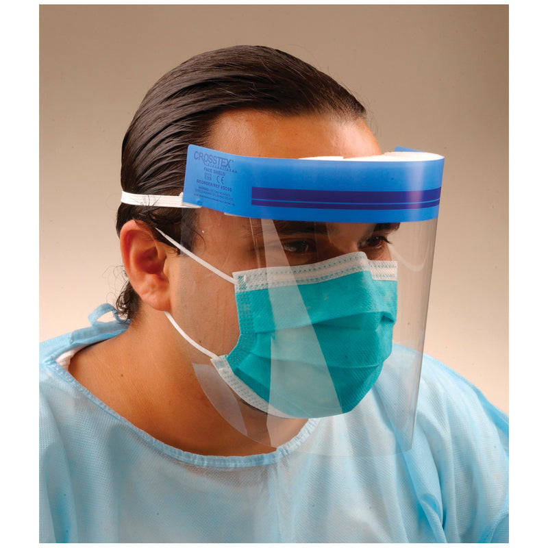 FACE SHIELD, ELASTIC HEADBAND, CLEAR, 7" ¾ LENGTH, BULK, 72/CS, SOLD AS CASE CROSSTEX 10000178