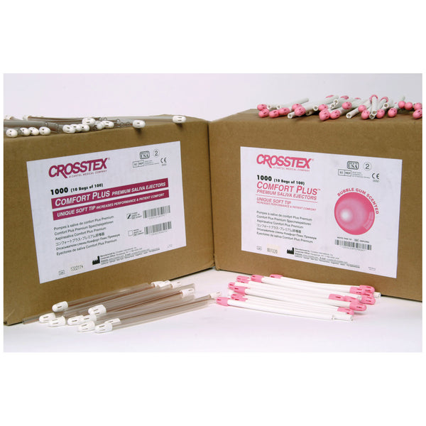 COMFORT PLUS SALIVA EJECTOR, WHITE/ WHITE, 100/BG, 10 BG/CS, SOLD AS CASE CROSSTEX 10000178