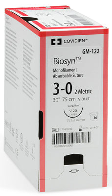 Medtronic Biosyn Monofilament Absorbable Sutures Suture Mono Absorb Undyd Sz 0Gs21 30 3Dz/Bx -CM844