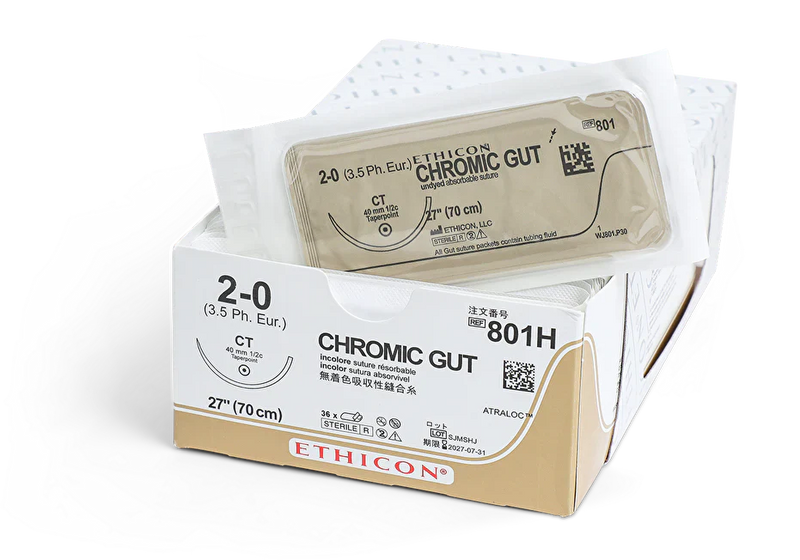 Ethicon Surgical Gut Suture - Chromic Suture Chromic Gut 2-0Ct-1 3-27 2Dz/Bx -3811T