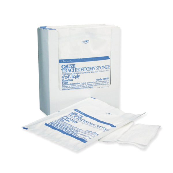 SPONGE, TRACHEOTOMY DRAINAGE, STERILE, 4" X 4", 6-PLY, 2S, 25 PK/BX, 12 BX/CS, SOLD AS CASE GENTELL 10001352
