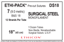 SUTURE, STEEL, MONO, SIZE 5-0, 18", B&S 24, 50/TUBE, 12 TUBE/BX, SOLD AS BOX ETHICON 243