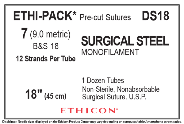 SUTURE, STEEL, MONO, SIZE 5-0, 18", B&S 24, 50/TUBE, 12 TUBE/BX, SOLD AS BOX ETHICON 243