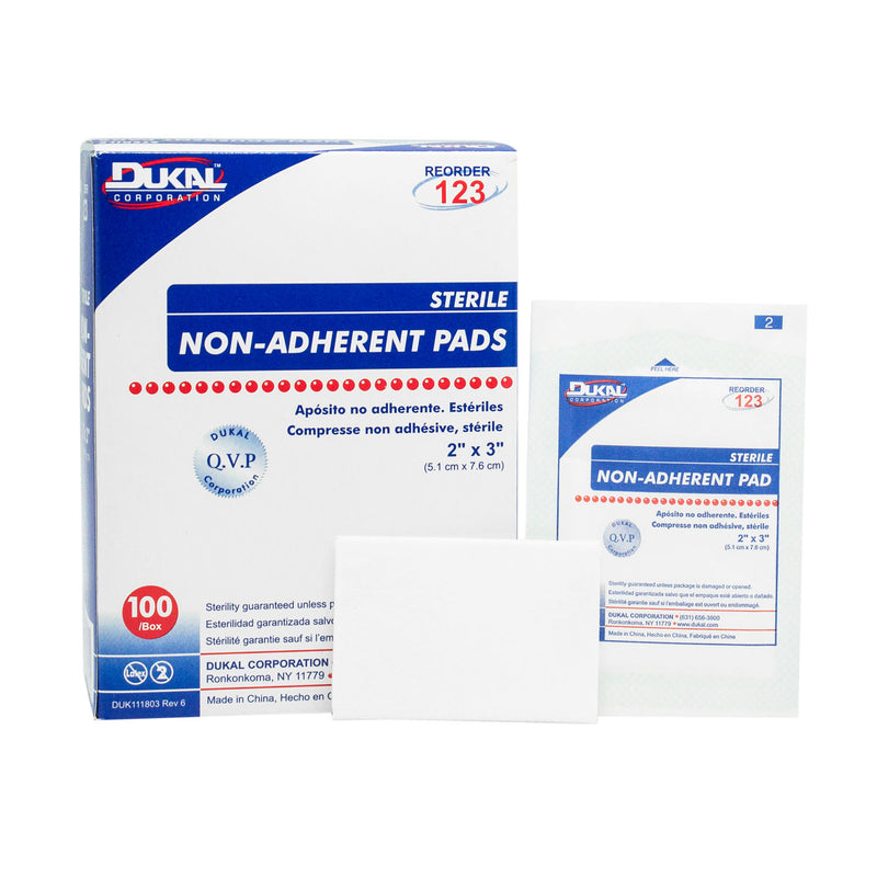 NON-ADHERENT PAD, STERILE, BULK, 2" X 3", 1200/CS, SOLD AS CASE DUKAL 10000117