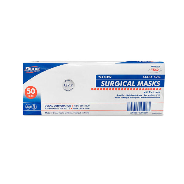 Dukal Surgical Face Masks Nafs-Mask Surgical Earloop Yel50/Bx 6Bx/Cs -1542