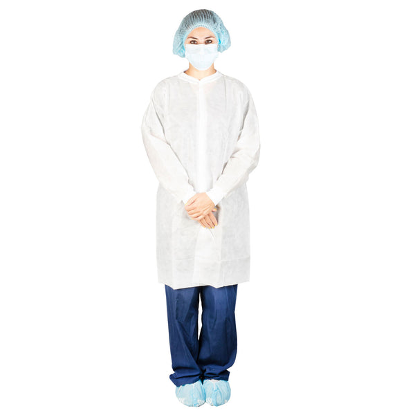 LAB COAT, X-LARGE, FULL LENGTH, ANTI-STATIC, NO POCKETS, WHITE, 35GM SMS, 10/BG, 5 BG/CS, SOLD AS CASE DUKAL 10000117