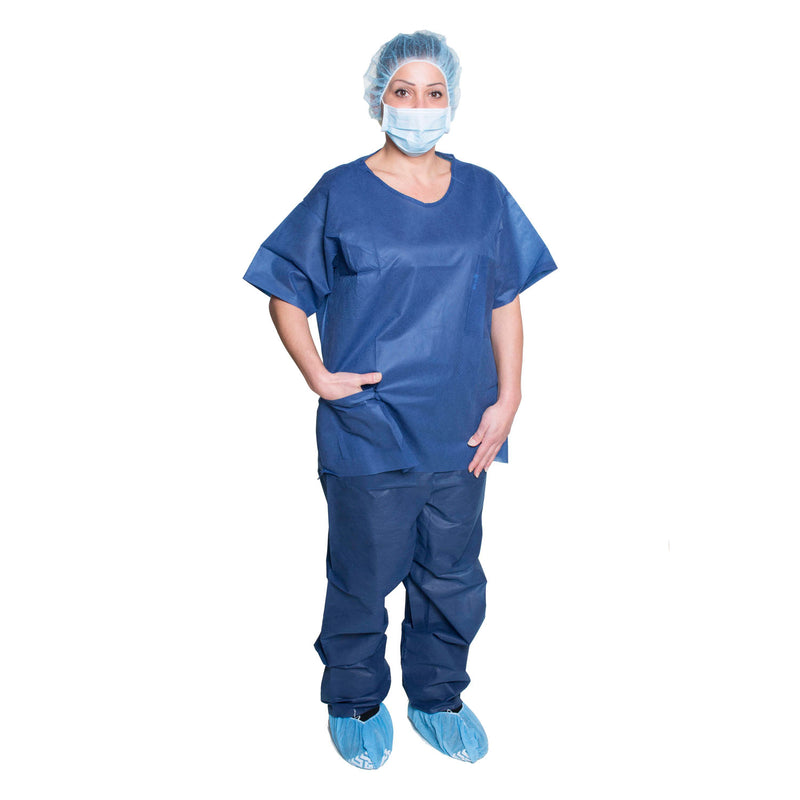 SCRUB SHIRT, COVERSOFT, LARGE, DISPOSABLE, NON-STERILE, BLUE, 10/BG, 5BG/CS, SOLD AS CASE DUKAL 10000117
