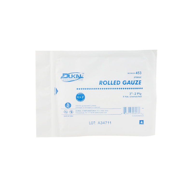 ROLLED GAUZE, 4" X 5 YD, NON-STERILE, 2-PLY, 12 RL/BG, 8 BG/CS, SOLD AS CASE DUKAL 10000117