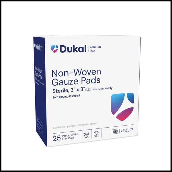 NON-WOVEN PAD, 3" X 3", 4-PLY, STERILE, 1/PK, 25 PK/BX, 36 BX/CS, SOLD AS CASE DUKAL 10000117