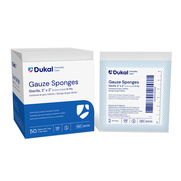 GAUZE SPONGE, 2" X 2", NON-STERILE, 8-PLY, 200 BG, 25 BG/CS, SOLD AS CASE DUKAL 10000117