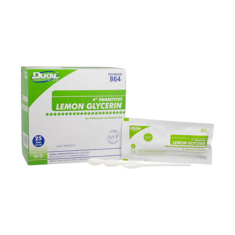 LEMON GLYCERIN SWABSTICKS, 3/PK, 25 PK/BX, 10 BX/CS, SOLD AS CASE DUKAL 10000117