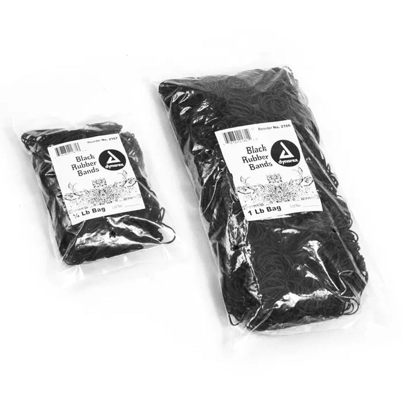 Dynarex Black Rubber Bands Rubber Bands, Black,1/4Lb Bag,100Bags/Cs -2167