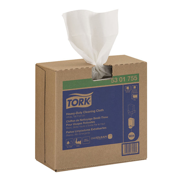 INDUSTRIAL CLEANING CLOTH, HEAVY-DUTY, TOP-PAK, PREMIUM, WHITE, 1-PLY, EMBOSSED, W4, 16.9" X 14", 65 SHT/PK, 5 PK/CS, SOLD AS CASE ESSITY 10001226