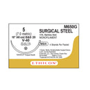 SUTURE, TEMPORARY CARDIAC PACING WIRE, SIZE 2-0, 2-24", LT. BLUE & DK. BLUE BRAIDED STAINLESS STEEL, NEEDLE SH,SKS-3, ½ CIRCLE STR, SOLD AS BOX ETHICO