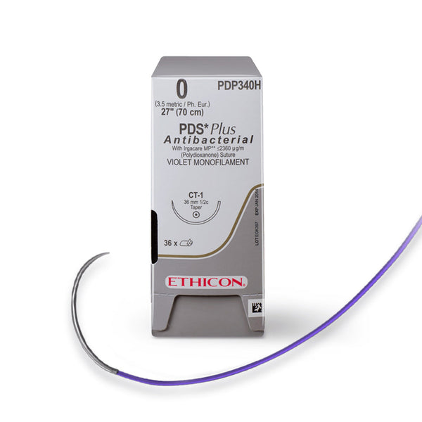 SUTURE, ETHIGUARD BLUNT POINT, SIZE 2-0, 27", VIOLET MONOFILAMENT, NEEDLE CTB-1, ½ CIRCLE, 3 DZ/BX, SOLD AS BOX ETHICON 243