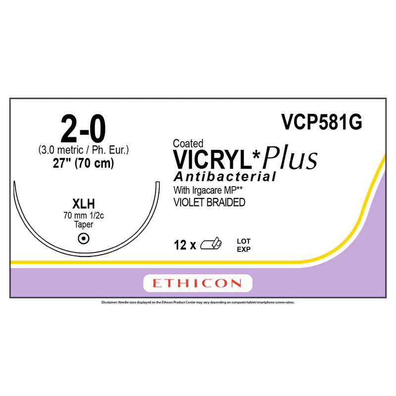 SUTURE, TAPER POINT, SIZE 2-0, 27", VIOLET BRAIDED, NEEDLE XLH, ½ CIRCLE, 1 DZ/BX, SOLD AS BOX ETHICON 243