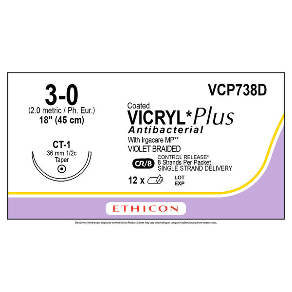 Ethicon D-Special Sterile Sutures Tbd-Suture Coated Vicryl Plus Und8-18 3-0 1Dz/Bx -D9909