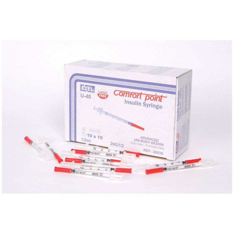 INSULIN SYRINGE, ½CC, U-40, 29G X ½", 100/BX, 5 BX/CS, FOR VETERINARY USE ONLY, SOLD AS CASE EXEL 244