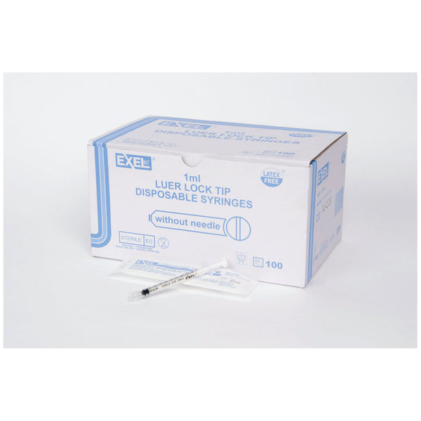 SYRINGE ONLY, 1ML, LUER LOCK, 100/BX, 10 BX/CS, SOLD AS CASE EXEL 244