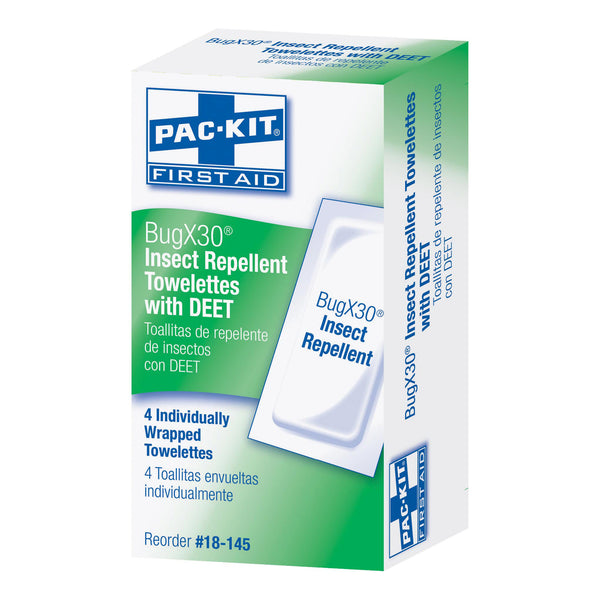 BUGX30 INSECT REPELLENT WIPES, DEET, 25/BX, SOLD AS BOX FIRST 10000455