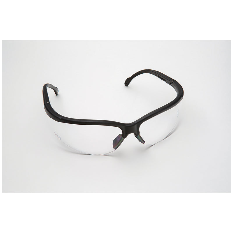 SAFETY GLASSES, BLACK FRAME/CLEAR LENS. FULL SIZE, 12/CS, SOLD AS CASE PALMERO 10001214