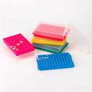 REVERSIBLE TUBE RACK, 80 PLACES FOR 1.5ML/2ML MICROTUBES; 60 PLACES FOR 0.5ML/0.2ML MICROTUBES, 9" X 2.6" X 1", YELLOW, 5/PK, SOLD AS PACK GLOBE 10001