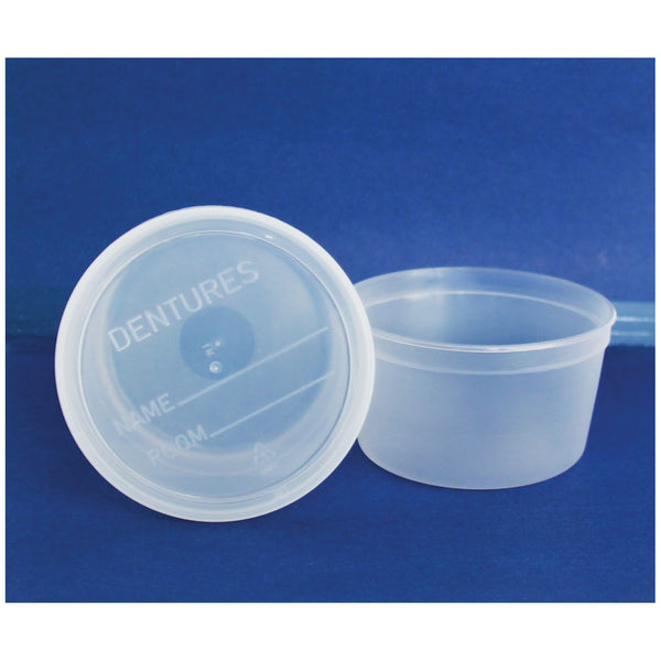 DENTURE CUP, WITH LID, TRANSLUCENT, 25/SLV, 10 SLV/CS, SOLD AS CASE GMAX 10001061
