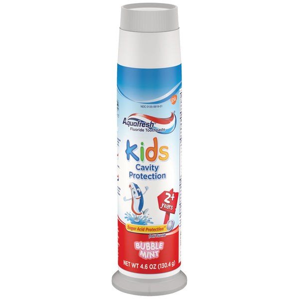 AQUAFRESH® KIDS THREE STRIPE PUMP FLUORIDE TOOTHPASTE, BUBBLE MINT FLAVOR, 2+ YEARS, 4.6 OZ. TUBE, 24/CS, SOLD AS CASE HALEON 10001099