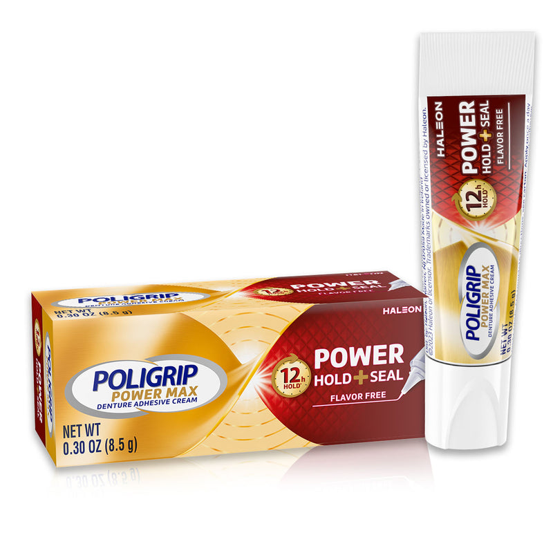 SUPER POLIGRIP® FREE DENTURE ADHESIVE CREAM TRAVEL SIZE, 0.75 OZ. TUBE, 12/PKG, 4 PKG/CS, SOLD AS CASE HALEON 10001099