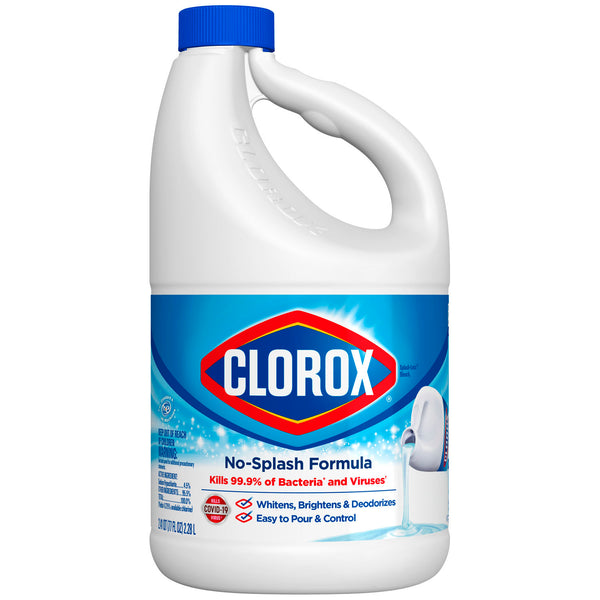 CLOROX® SPLASH-LESS® BLEACH, DISINFECTING BLEACH, REGULAR, 77 OZ, 6/CS, SOLD AS CASE CLOROX 10001213