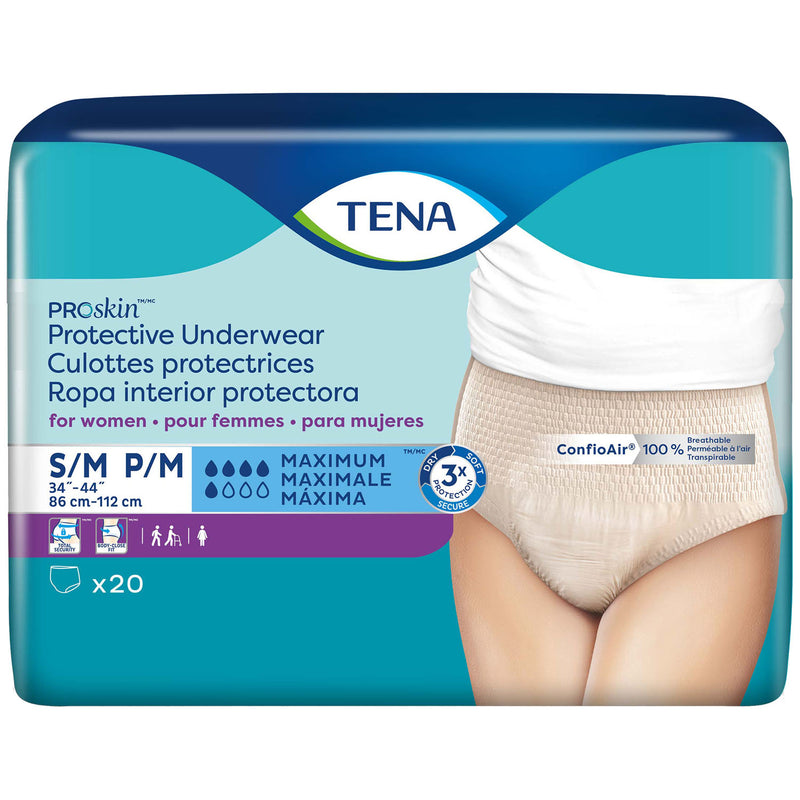 PROTECTIVE UNDERWEAR, WOMEN, X-LARGE, 55" - 66" HIP SIZE, NUDE, 14/PK, 4 PK/CS, SOLD AS CASE ESSITY 10001246