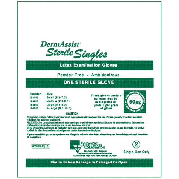 Innovative Dermassist Powder-Free Sterile Latex Exam Gloves Glove Exam Latex St 1S Pf Sm100/Bx 4Bx/Cs -103100