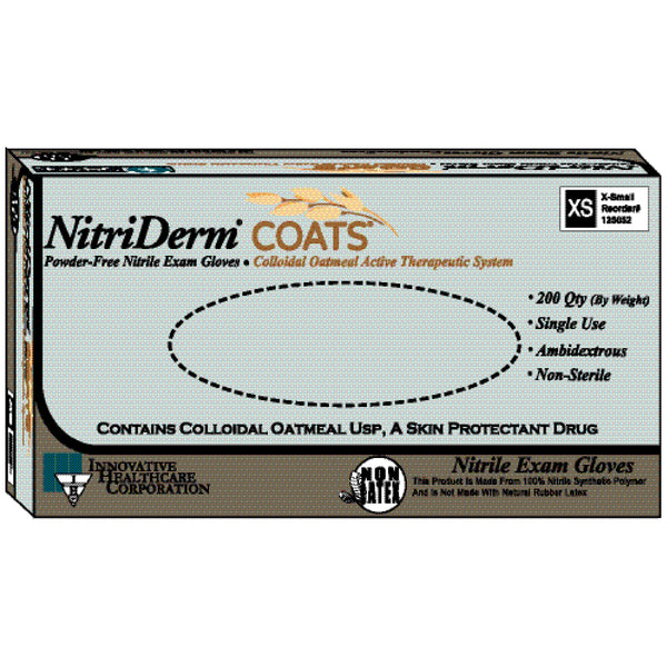 GLOVES, LARGE, EXAM, NITRILE, NON-STERILE, PF, COLLOIDAL OATMEAL, THERAPEUTIC, 200/BX, 10 BX/CS, SOLD AS CASE INNOVATIVE 10000124