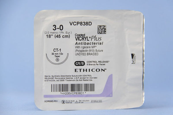 SUTURE, TAPER POINT, SIZE 3-0, 18", UNDYED BRAIDED, CT-1 NEEDLE, ½ CIRCLE, 1 DZ/BX, SOLD AS BOX ETHICON 243