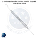 Dental Scaler U15-33 Light Wt. Metal Handle, 5 Pcs Set - Osung USA